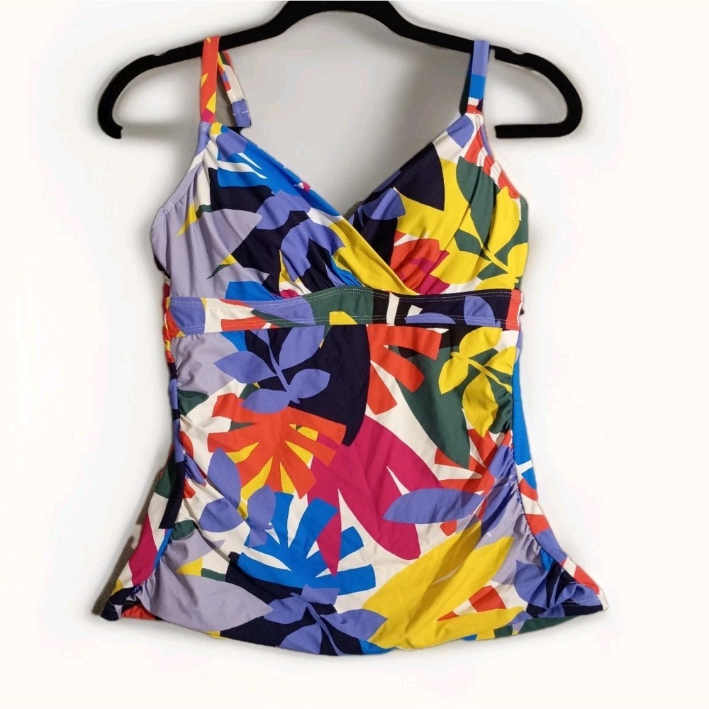 Anne Cole Women Tropical Printed Underwire Swim Tankini Top Size 34C/36B